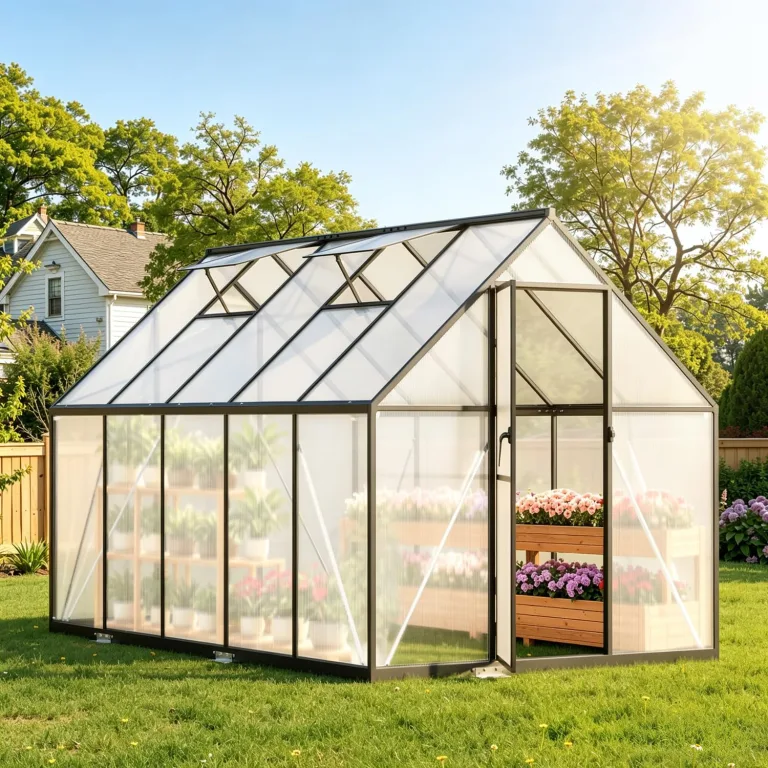 𝐉𝐚𝐱𝐠𝐮𝐨𝐦 Gewächshaus Aluminium 123 x 180 x 195 cm, 4 mm Polycarbonat-Hohlkammerplatten,mit Bodenrahmen & Dachfenster,Wetterbeständiges Tomatenhaus Treibhaus für Garten – Bild 10