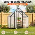 𝐉𝐚𝐱𝐠𝐮𝐨𝐦 Gewächshaus Aluminium 123 x 180 x 195 cm, 4 mm Polycarbonat-Hohlkammerplatten,mit Bodenrahmen & Dachfenster,Wetterbeständiges Tomatenhaus Treibhaus für Garten - Thumbnail 3
