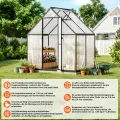 𝐉𝐚𝐱𝐠𝐮𝐨𝐦 Gewächshaus Aluminium 123 x 180 x 195 cm, 4 mm Polycarbonat-Hohlkammerplatten,mit Bodenrahmen & Dachfenster,Wetterbeständiges Tomatenhaus Treibhaus für Garten - Thumbnail 5