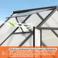 𝐉𝐚𝐱𝐠𝐮𝐨𝐦 Gewächshaus Aluminium 123 x 180 x 195 cm, 4 mm Polycarbonat-Hohlkammerplatten,mit Bodenrahmen & Dachfenster,Wetterbeständiges Tomatenhaus Treibhaus für Garten - Thumbnail 9
