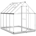 Garten-Gewächshaus, Aluminium, 224 x 169 x 202 cm, mit Polycarbonat-Paneelen, rostbeständigem Rahmen, verzinkter Stahlbasis, integrierter Regenrinne und verstellbarem Belüftungsfenster - Thumbnail 6