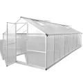 Gewächshaus Aluminium 481x250x195 cm, 12 m² Grundfläche, doppelwandige Polycarbonat-Platten, UV-beständig, Thermisch isoliert, stabiles Aluminium-Gewächshaus mit Dachöffnungen - Thumbnail 1