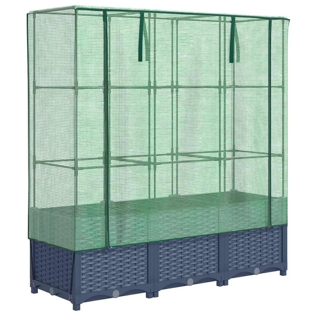 Frühbeet für Pflanzen mit Hochbeet und Abdeckung in Tomatenhaus Rattan-Optik für Garten und Balkon