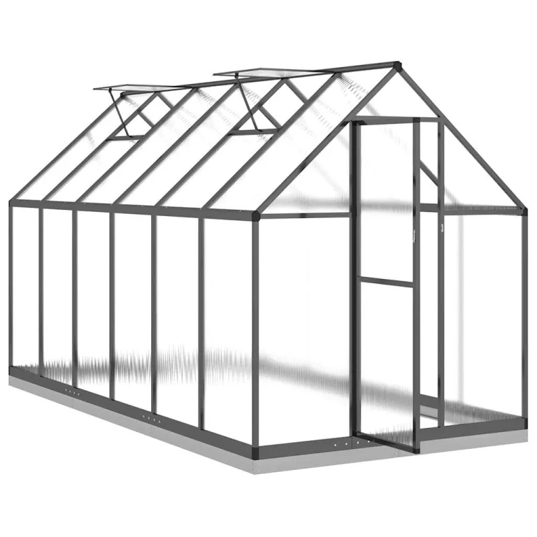 Alu Gewächshaus 334x169x202 cm mit Fundamentrahmen Anthrazit, begehbares Polycarbonat-Gewächshaus groß mit 6 cm Alu-Profilen und 7 Bodenrahmen aus verzinktem Stahl, inklusive – Bild 6