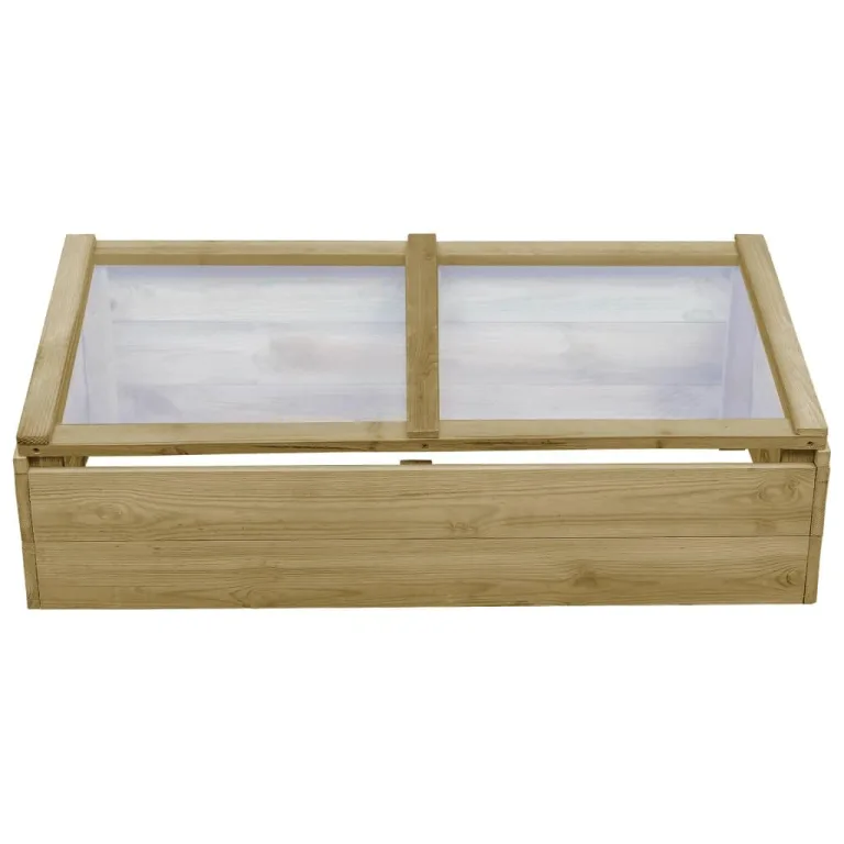 Gewächshaus aus imprägniertem Kiefernholz 100x50x35 cm, Holz Gewächshaus für Blumenbeet, Garten-Gewächshaus mit Dachkonstruktion, Robustes Pflanzgefäß für Blumen und Kräuter – Bild 2