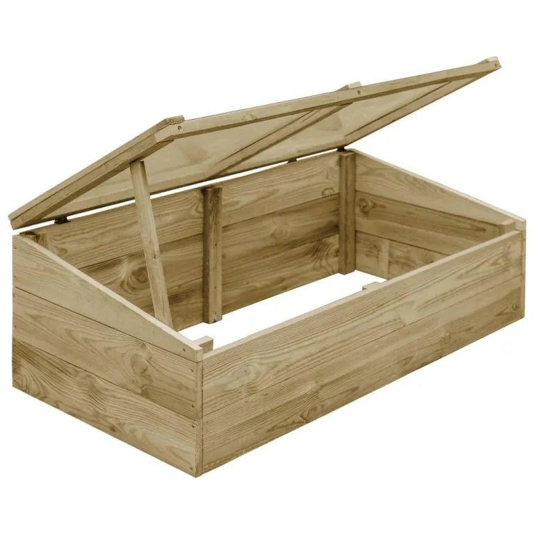Gewächshaus aus imprägniertem Kiefernholz 100x50x35 cm, Holz Gewächshaus für Blumenbeet, Garten-Gewächshaus mit Dachkonstruktion, Robustes Pflanzgefäß für Blumen und Kräuter – Bild 4