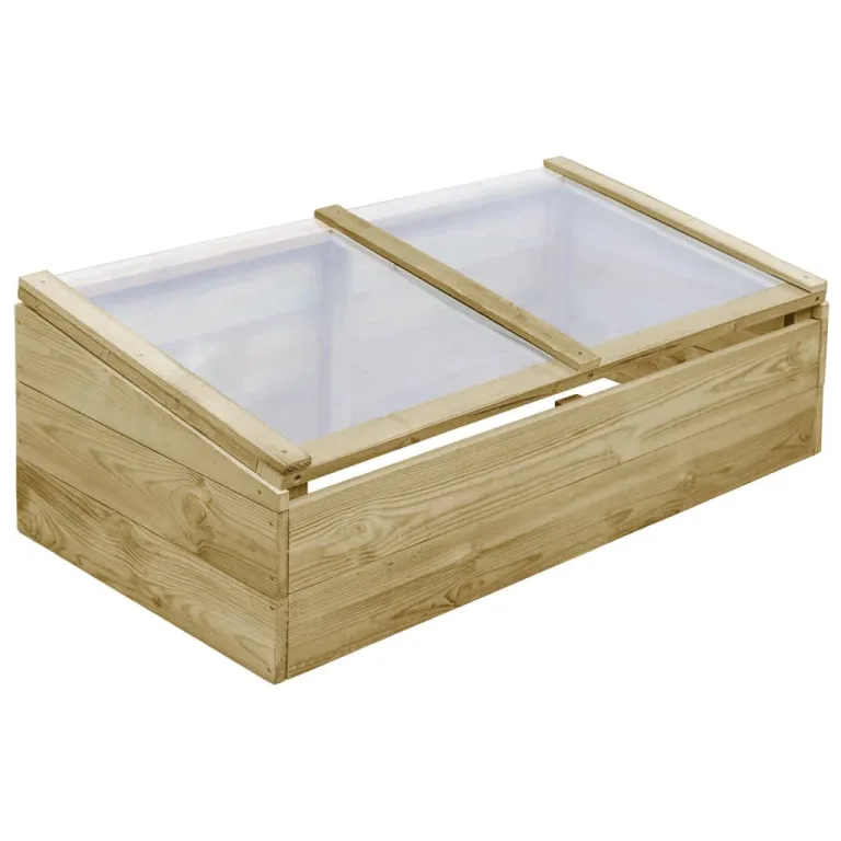 Gewächshaus aus imprägniertem Kiefernholz 100x50x35 cm, Holz Gewächshaus für Blumenbeet, Garten-Gewächshaus mit Dachkonstruktion, Robustes Pflanzgefäß für Blumen und Kräuter – Bild 1