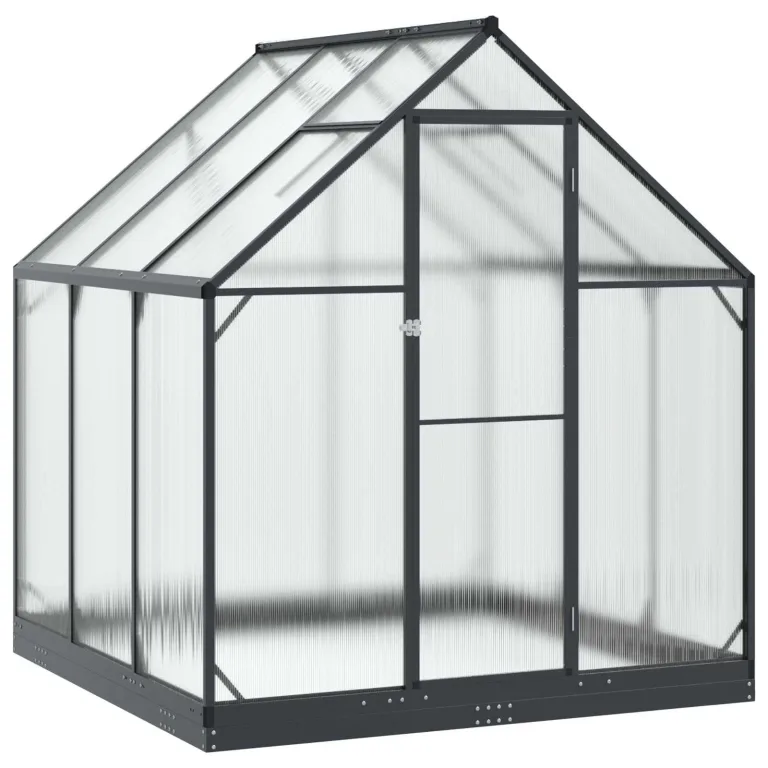 Aluminium Gewächshaus 183,5x183,5x207 cm mit Tür Anthrazit, verstellbare Höhe ohne Werkzeug, wetterfestes Tunnel-Design für Außenbereich, einfache Montage zu dritt, aus Aluminium – Bild 2