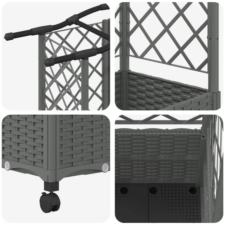 vidaXL Hochbeet mit Rankgitter und Dach Hellgrau 122 x 40 x 144 cm PP, Garten & Terrasse, moderner Kräutertopf, Hochbeet mit Dach, mobil, Gemüse, Urbane Gartenideen – Bild 9