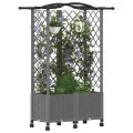 vidaXL Hochbeet mit Rankgitter und Dach Hellgrau 122 x 40 x 144 cm PP, Garten & Terrasse, moderner Kräutertopf, Hochbeet mit Dach, mobil, Gemüse, Urbane Gartenideen - Thumbnail 1