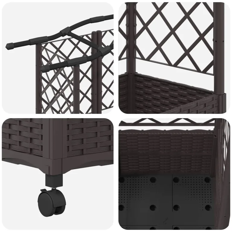 vidaXL Hochbeet mit Rankgitter und Dach Braun 122 x 40 x 144 cm PP, Garten & Terrasse, moderner Kräutertopf, Hochbeet mit Dach, mobil, Gemüse, Urbane Gartenideen – Bild 9