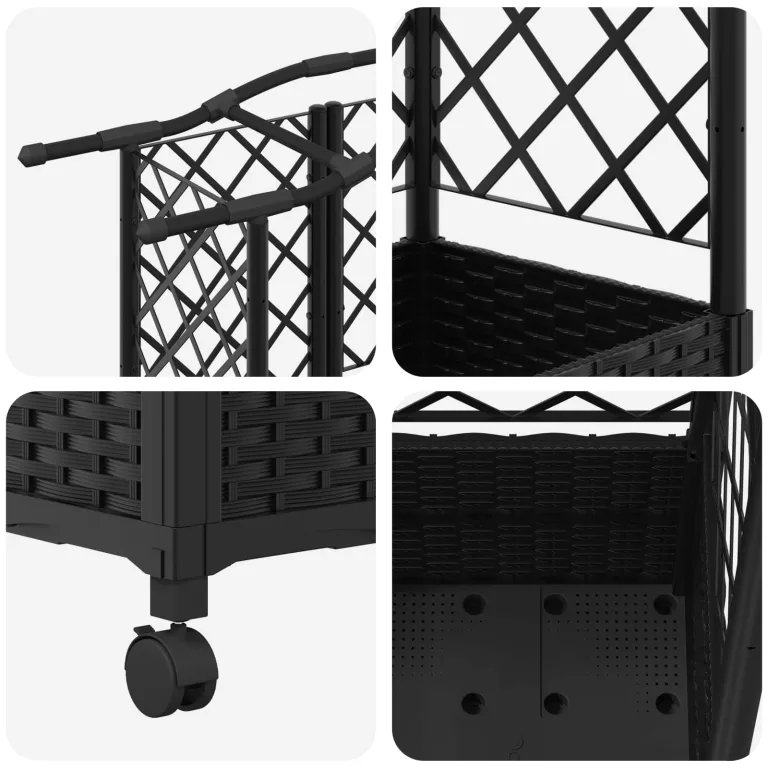 vidaXL Hochbeet mit Rankgitter und Dach Schwarz 122 x 40 x 144 cm PP, Garten & Terrasse, moderner Kräutertopf, Hochbeet mit Dach, mobil, Gemüse, Urbane Gartenideen – Bild 9