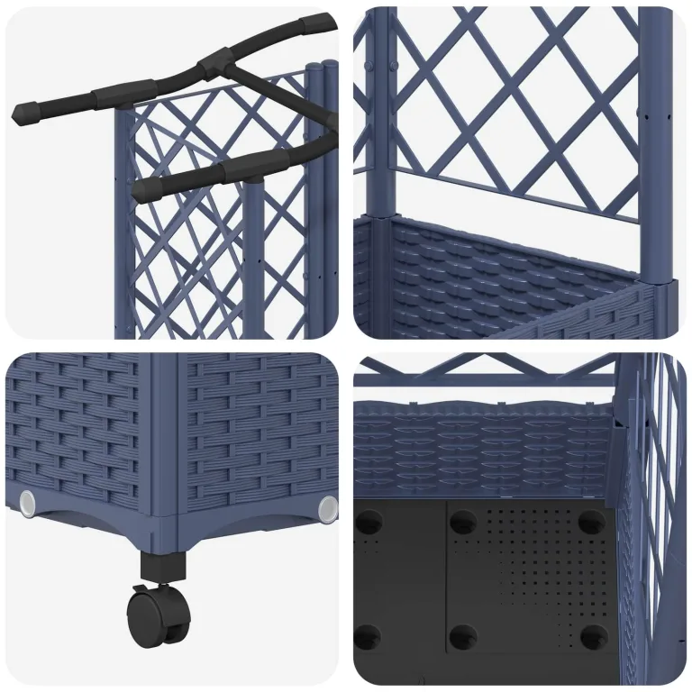 vidaXL Hochbeet mit Rankgitter und Dach Grau 124 x 40 x 129 cm PP, Garten & Terrasse, moderner Kräutertopf, Hochbeet mit Dach, mobil, Gemüse, Urbane Gartenideen – Bild 9