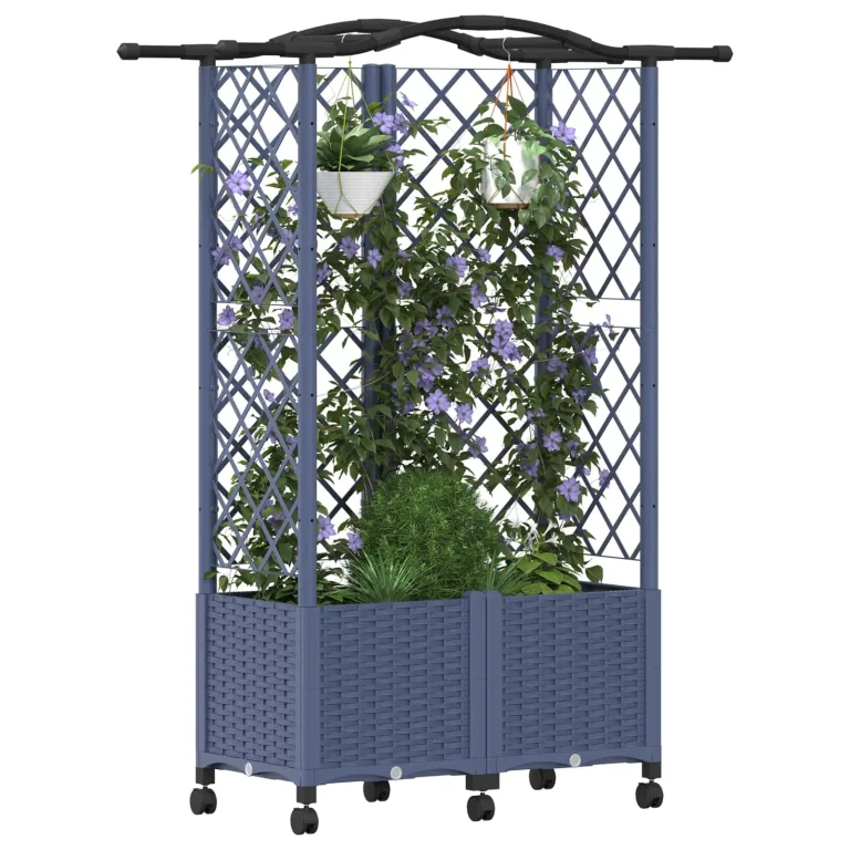 vidaXL Hochbeet mit Rankgitter und Dach Grau 124 x 40 x 129 cm PP, Garten & Terrasse, moderner Kräutertopf, Hochbeet mit Dach, mobil, Gemüse, Urbane Gartenideen – Bild 10