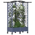 vidaXL Hochbeet mit Rankgitter und Dach Grau 124 x 40 x 129 cm PP, Garten & Terrasse, moderner Kräutertopf, Hochbeet mit Dach, mobil, Gemüse, Urbane Gartenideen - Thumbnail 1