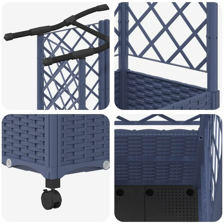 vidaXL Hochbeet mit Rankgitter und Dach Grau 122 x 40 x 144 cm PP, Garten & Terrasse, moderner Kräutertopf, Hochbeet mit Dach, mobil, Gemüse, Urbane Gartenideen – Bild 9