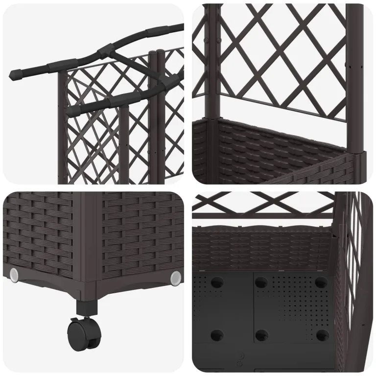 vidaXL Hochbeet mit Rankgitter und Dach Braun 124 x 40 x 129 cm PP, Garten & Terrasse, moderner Kräutertopf, Hochbeet mit Dach, mobil, Gemüse, Urbane Gartenideen – Bild 9