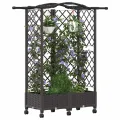 vidaXL Hochbeet mit Rankgitter und Dach Braun 124 x 40 x 129 cm PP, Garten & Terrasse, moderner Kräutertopf, Hochbeet mit Dach, mobil, Gemüse, Urbane Gartenideen - Thumbnail 1