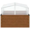 Hochbeet mit Gewächshausaufsatz aus Cortenstahl, 100x100x77 cm, wetterfester Pflanzkasten mit Aluminiumrahmen, ideal für Balkon, Garten, Terrasse, Kräuter - Thumbnail 4