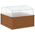 Hochbeet mit Gewächshausaufsatz aus Cortenstahl, 100x100x77 cm, wetterfester Pflanzkasten mit Aluminiumrahmen, ideal für Balkon, Garten, Terrasse, Kräuter - Thumbnail 5