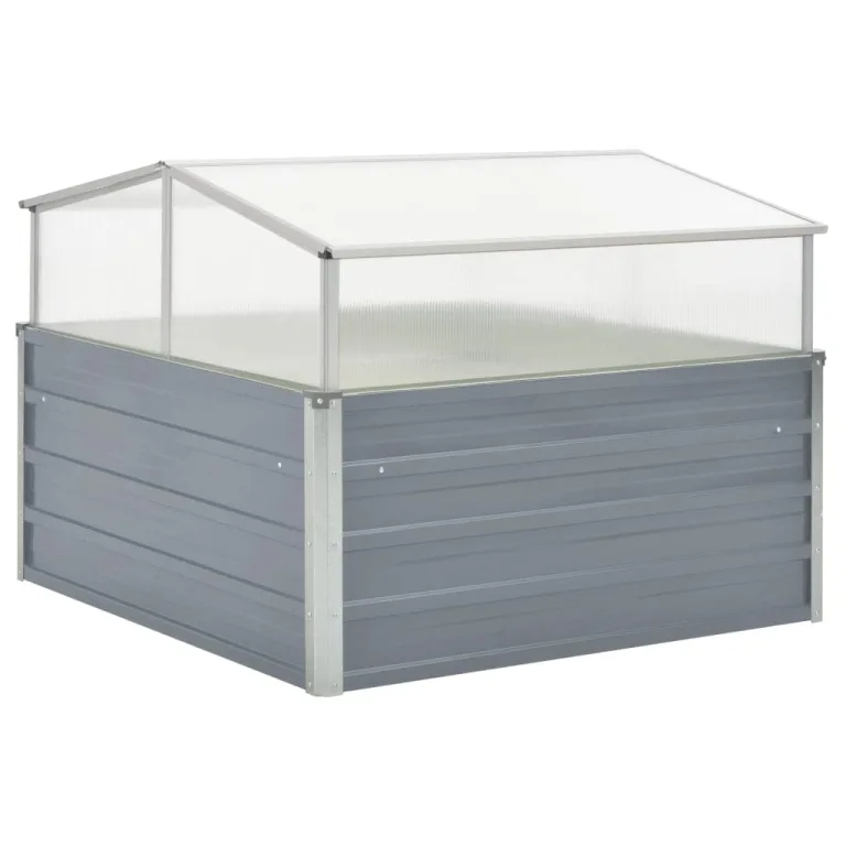 Gewächshaus Braun aus verzinktem Stahl 100 x 100 x 85 cm mit PC-Board Dach abnehmbar, Pflanzgefäß für Balkon, Garten, Terrasse, frostbeständig und winterhart, ideal für Kräuter, Blumen – Bild 9