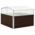Gewächshaus Braun aus verzinktem Stahl 100 x 100 x 85 cm mit PC-Board Dach abnehmbar, Pflanzgefäß für Balkon, Garten, Terrasse, frostbeständig und winterhart, ideal für Kräuter, Blumen - Thumbnail 10