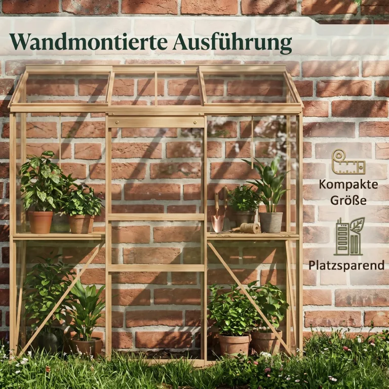 Outsunny Gewächshaus aus Polycarbonat und Alu mit Schiebetür, aufklappbaren Dachfenstern, Treibhaus Tomatenhaus Pflanzenhaus für Garten, 192 x 68 x 196 cm, Silber – Bild 3