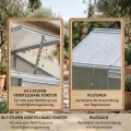 Outsunny Gewächshaus aus Polycarbonat und Alu mit Schiebetür, aufklappbaren Dachfenstern, Treibhaus Tomatenhaus Pflanzenhaus für Garten, 192 x 68 x 196 cm, Silber - Thumbnail 4