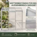 Outsunny Gewächshaus aus Polycarbonat und Alu mit Schiebetür, aufklappbaren Dachfenstern, Treibhaus Tomatenhaus Pflanzenhaus für Garten, 192 x 68 x 196 cm, Silber - Thumbnail 6