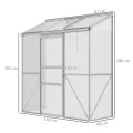 Outsunny Gewächshaus aus Polycarbonat und Alu mit Schiebetür, aufklappbaren Dachfenstern, Treibhaus Tomatenhaus Pflanzenhaus für Garten, 192 x 68 x 196 cm, Silber - Thumbnail 7