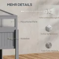 Outsunny Hochbeet Holz mit 2-in-1 Frühbeet Gewächshaus Tomatenhaus Gemüsebeet Kräuterbeet Pflanzkasten für Terrasse Balkon und Garten Polycarbonat 120 x 54 x 112/122 cm Grau - Thumbnail 3