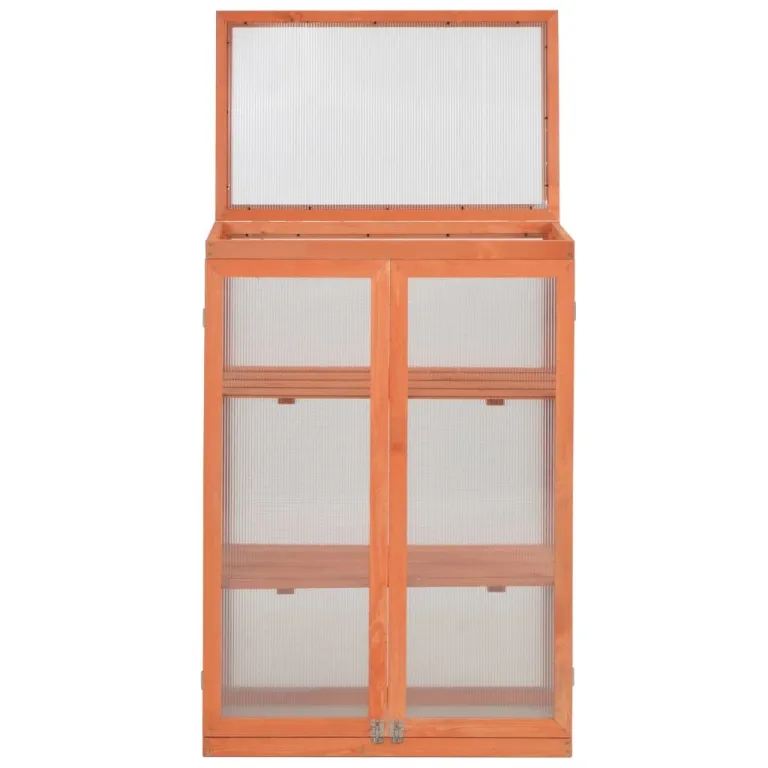 Gewächshaus-Schrank Holz 75x47x109 cm mit 2 Regalböden, wasserfestes Pflanzenhaus für Balkon Garten Terrasse, Frühbeet mit Belüftung und Frostschutz für Gemüseanbau und Überwinterung – Bild 2
