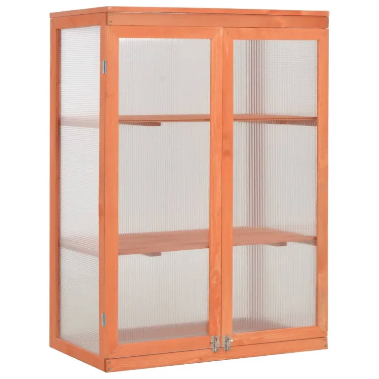 Gewächshaus-Schrank Holz 75x47x109 cm mit 2 Regalböden, wasserfestes Pflanzenhaus für Balkon Garten Terrasse, Frühbeet mit Belüftung und Frostschutz für Gemüseanbau und Überwinterung – Bild 1