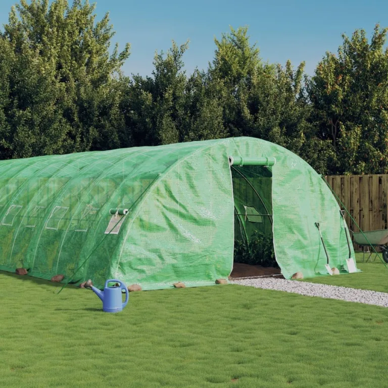 Gewächshaus mit Stahlrahmen Weiß 10 m² 5x2x2,3 m, wetterfestes Folienzelt mit Belüftung und Fenster, Pflanzenhaus für Gemüseanbau, Tomatenhaus, Frühbeet, ideal für Balkon, Garten, Terrasse – Bild 10