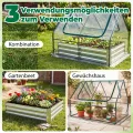COSTWAY 3 in 1 Gewächshaus mit Hochbeet, Metall Pflanzkasten, PVC-Folie, Blumenbeet mit Zwei Fenstern, Rechteckiges Frühbeet für Blumen, Kräuter im Garten, Terrasse und Balkon (127 x 97 x 93 cm) - Thumbnail 2