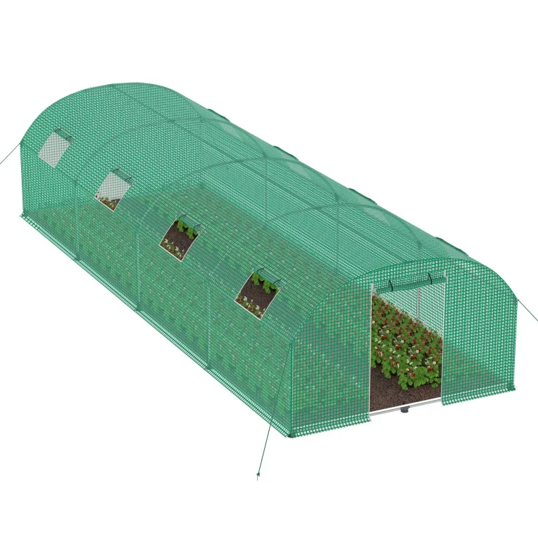 LZQ Gewächshaus 3x6 m 18 m² – Robustes Foliengewächshaus für Garten mit Stahlrahmen Ø22 mm, UV-beständiger & reißfester PE-Folie, Tomatenhaus Winterfest mit Belüftung, Fenstern, Tür & Insektenschutz – Bild 10