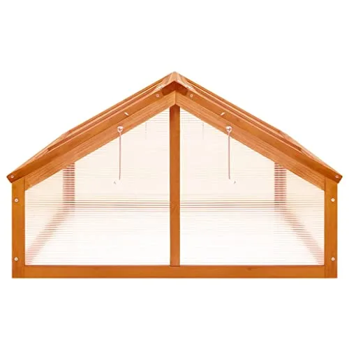 Gewächshaus Braun aus massivem Tannenholz 114x80x50 cm Frühbeet mit Klappdach für Garten Balkon Terrasse, wetterfestes Treibhaus zum Pflanzen Schutz und Frostschutz im Outdoor Beet – Bild 10