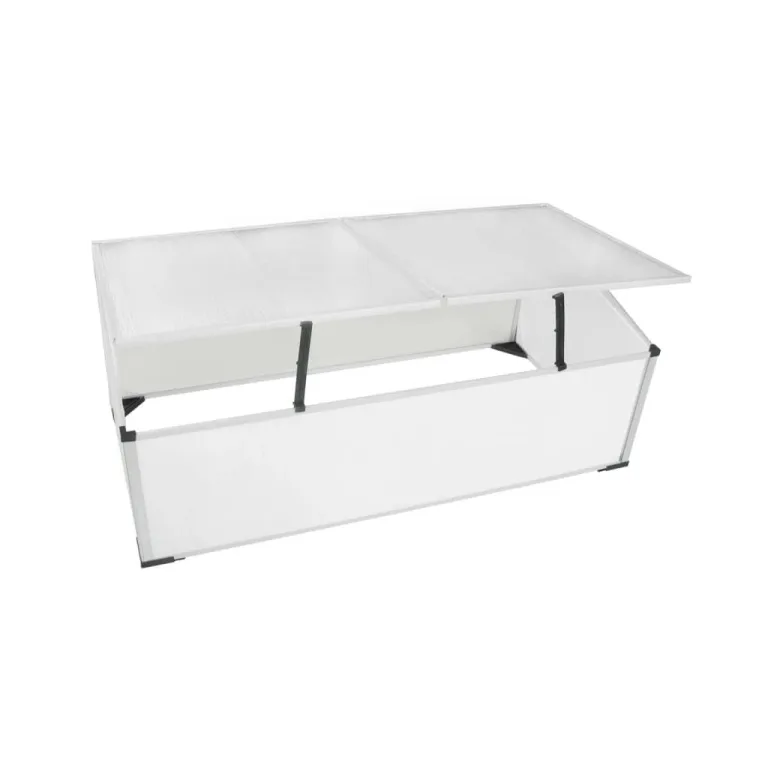 Frühbeet ohne Boden aus Polycarbonat mit 2 Deckeln, Aluminiumrahmen, 110x41x55 cm, UV-beständig und wetterfest für Garten, Balkon, Terrasse zum Schutz von Gemüse, Tomaten – Bild 2