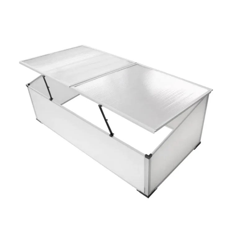 Frühbeet ohne Boden aus Polycarbonat mit 2 Deckeln, Aluminiumrahmen, 110x41x55 cm, UV-beständig und wetterfest für Garten, Balkon, Terrasse zum Schutz von Gemüse, Tomaten – Bild 1
