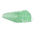 Gewächshaus mit Stahlrahmen 42 m² 14x3x2 m grün, UV-beständige PE-Folie, aufrollbare Fenster und Tür, wetterfest für Garten, Gemüse, Pflanzen, Frostschutz, Outdoor Nutzung - Thumbnail 2