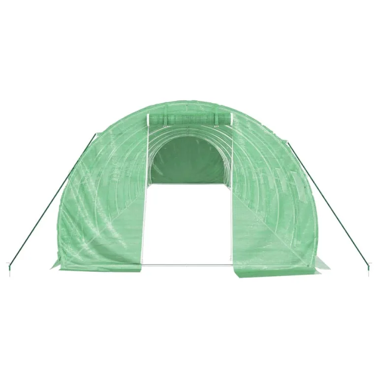 Gewächshaus mit Stahlrahmen Grün 36 m² 12x3x2 m PE Folie 140 g/m² mit Reißverschlüssen und Fenster, robustes Gartenhaus für Pflanzen, Gemüse, Tomaten, frostschutz und wetterfest – Bild 3
