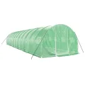 Gewächshaus mit Stahlrahmen Grün 36 m² 12x3x2 m PE Folie 140 g/m² mit Reißverschlüssen und Fenster, robustes Gartenhaus für Pflanzen, Gemüse, Tomaten, frostschutz und wetterfest - Thumbnail 2