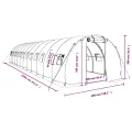 Gewächshaus mit Stahlrahmen Grün 36 m² 12x3x2 m PE Folie 140 g/m² mit Reißverschlüssen und Fenster, robustes Gartenhaus für Pflanzen, Gemüse, Tomaten, frostschutz und wetterfest - Thumbnail 9
