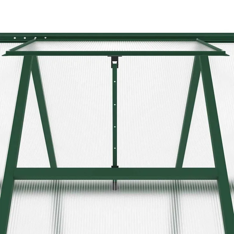 Gewächshaus mit Aluminium Rahmen und Fundamentrahmen 445x169x195 cm, UV-beständiges Polycarbonat Treibhaus für Garten und Terrasse mit Lüftungsfenster, Tür und wetterfestem Pflanzen Schutz – Bild 7