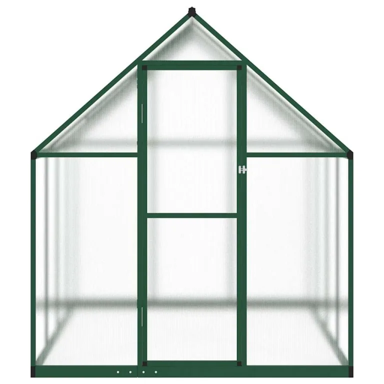 Gewächshaus mit Fundamentrahmen grün 224x169x195 cm Aluminium Rahmen Polycarbonatplatten UV-beständig mit Lüftungsfenster und Tür für Garten Gemüse Frühbeet Frostschutz und – Bild 2