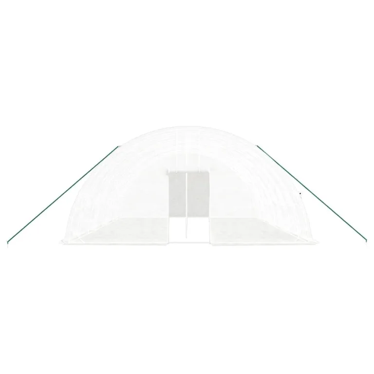 Gewächshaus mit Stahlrahmen Weiß 48 m² 8 x 6 x 2,85 m, wetterfestes Gartenhaus, Treibhaus mit PE-Folie, Fenster, Tür, ideal für Gemüse, Pflanzen, Frostschutz, Outdoor Schutz – Bild 3