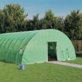 Gewächshaus mit Stahlrahmen Weiß 48 m² 8 x 6 x 2,85 m, wetterfestes Gartenhaus, Treibhaus mit PE-Folie, Fenster, Tür, ideal für Gemüse, Pflanzen, Frostschutz, Outdoor Schutz - Thumbnail 10