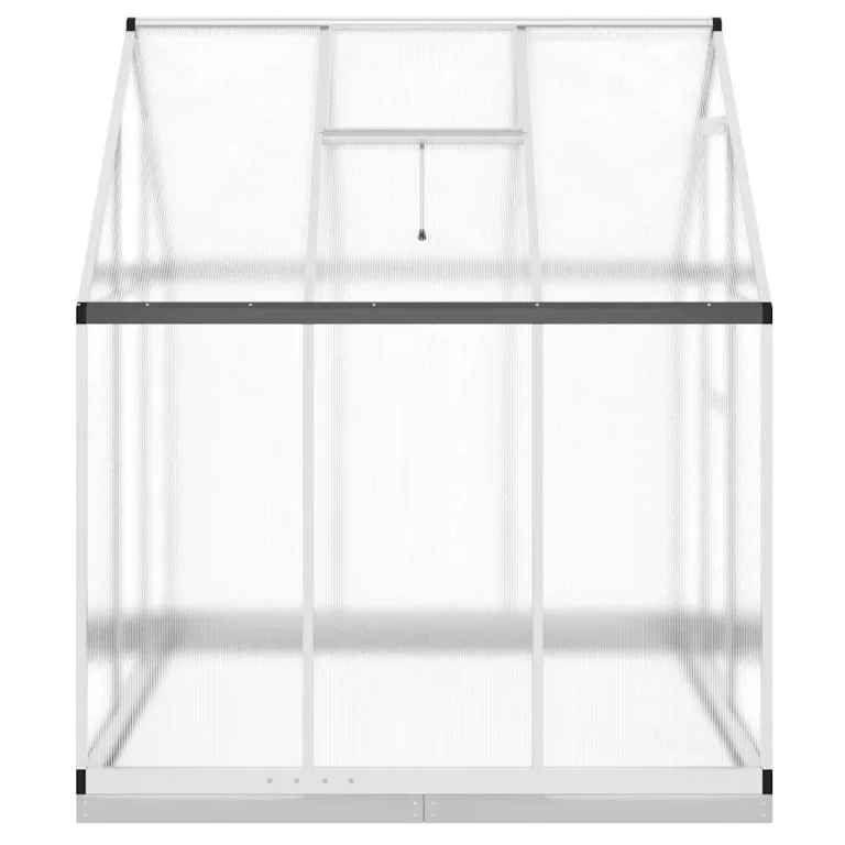 Gewächshaus mit Fundamentrahmen silbern aus Aluminium 169x169x202 cm, UV-beständig mit Polycarbonatplatten, wetterfestes Treibhaus für Garten, Balkon, Terrasse zur Pflanzenüberwinterung – Bild 3