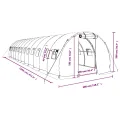 Gewächshaus mit Stahlrahmen Weiß 36 m² 12x3x2 m, UV-beständige PE-Folie, aufrollbare Fenster und Tür, wetterfestes Treibhaus für Gemüse, Tomaten, Frühbeet und Pflanzenüberwinterung - Thumbnail 9