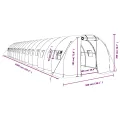 Gewächshaus mit Stahlrahmen Weiß 48 m² 16x3x2 m, stabiler Rahmen, UV-beständige PE-Folie, aufrollbare Fenster, Gartentunnel für Pflanzen, Schutz vor Frost und Wetter - Thumbnail 9